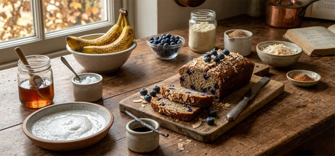 Ciasto bananowe z borówkami