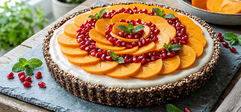Tarta z kremem kokosowym i granatem bez pieczenia