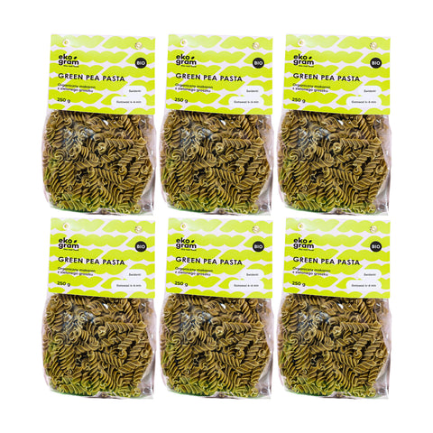 6szt. BIO makaron z zielonego groszku świderki 250g - Ekogram