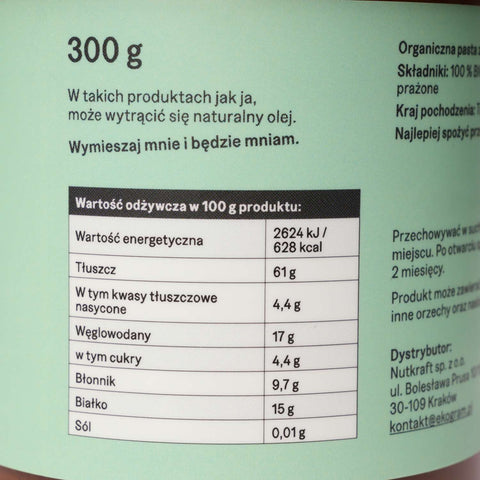 ekogram etykieta pasta z orzechów laskowych