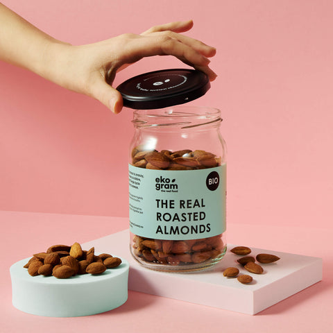 Migdały prażone ekologiczne - 300g - słoik - Ekogram