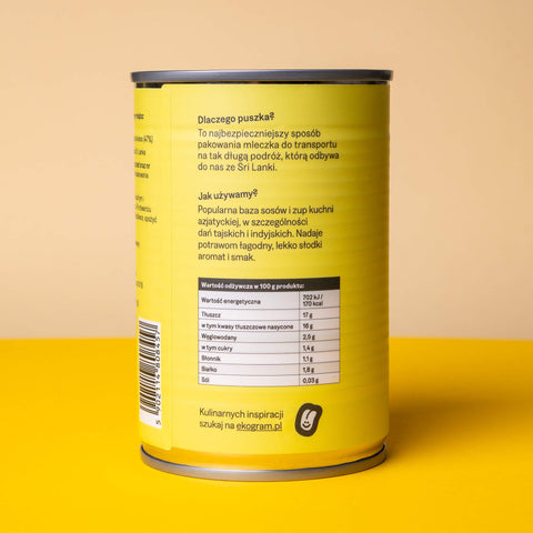 Mleczko kokosowe Ekogram - 400ml - tył opakowania