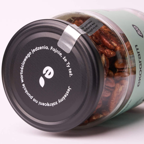 Wieczko szklanego słoika z orzechami Pecan - Ekogram