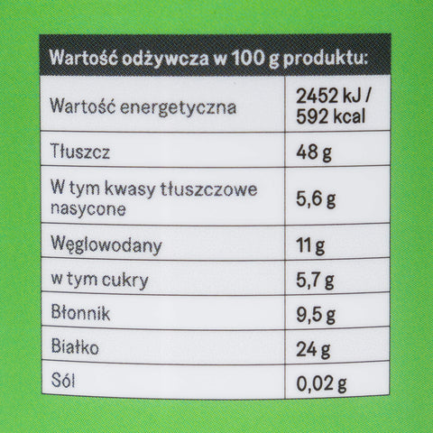 Masło pistacjowe - Etykieta wartości spożywczych w 100g
