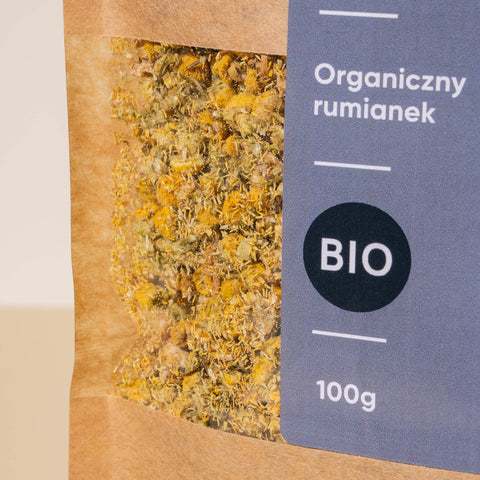 Rumianek BIO Ekogram 100 g – torebka kraft, widok z lewej strony