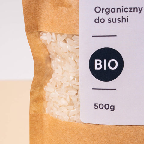 Ryż do sushi BIO Ekogram 500 g – torebka kraft, widok z lewej strony